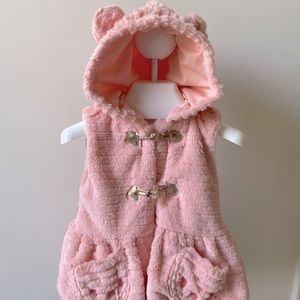 Little Lass Pink Fur Vest with Hood